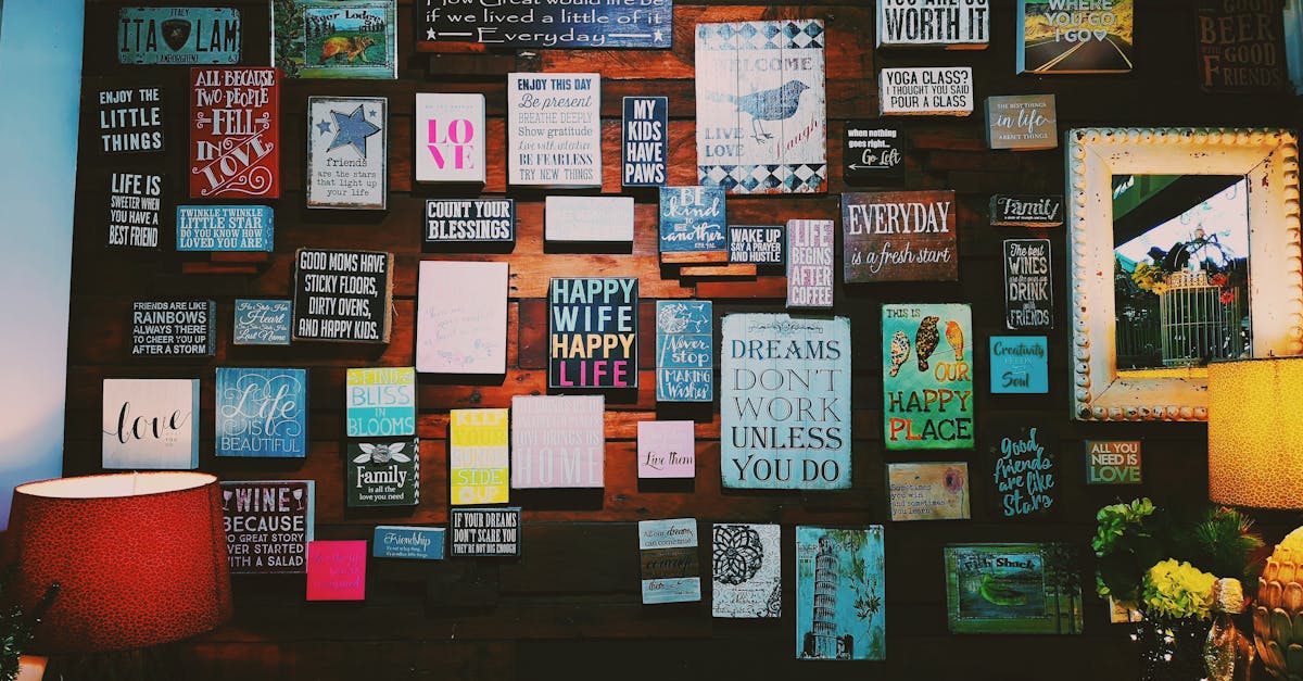 A warm and inviting indoor space with motivational quotes displayed on a wooden wall.